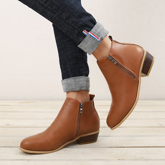 Plus Size Women's Thick Heel Casual Short Boots