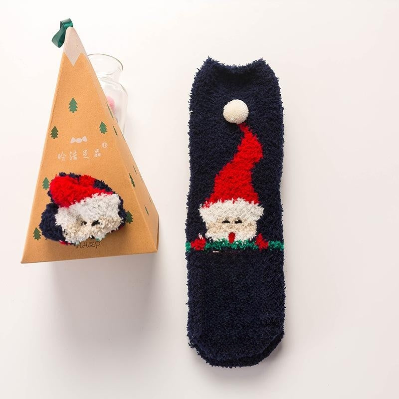 Coral Fleece Tube Winter Thickened Women's Christmas Stockings Cute Cartoon Maternity Socks