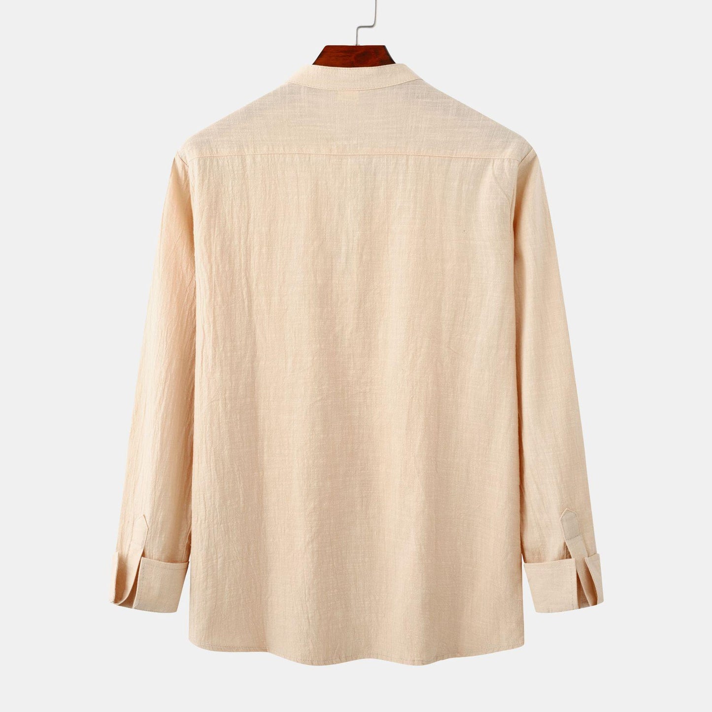Men's Slim Solid Color Long Sleeve Shirt Cotton And Linen Casual Shirt