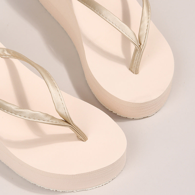 Women's Solid Color Flip-flops Thick Bottom Slippers