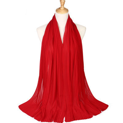 Chiffon crumpled solid color scarf