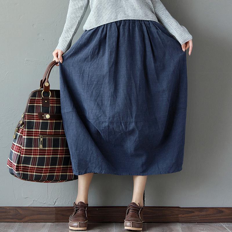 Women's Fashion Retro Cotton And Linen Skirt