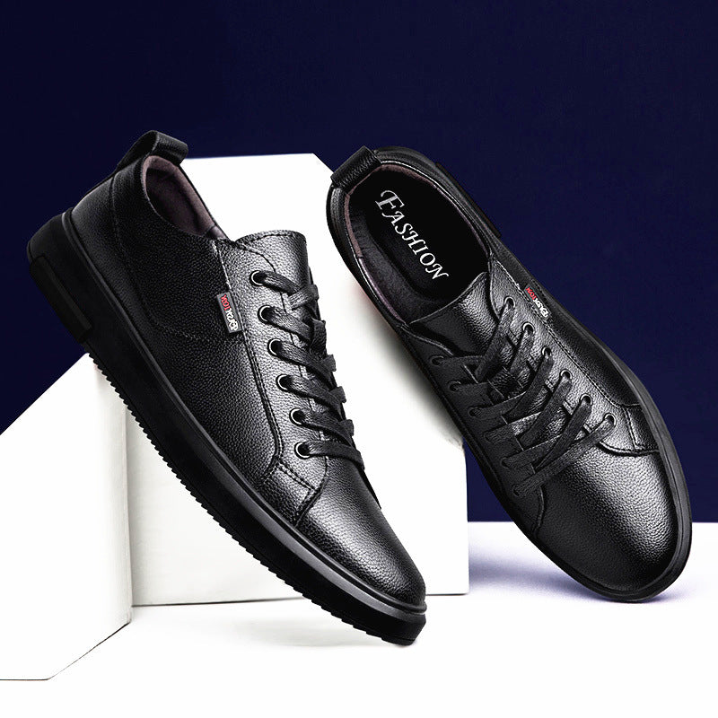 Solid Color Round Toe Everyday Black Low-top General Purpose White Shoes