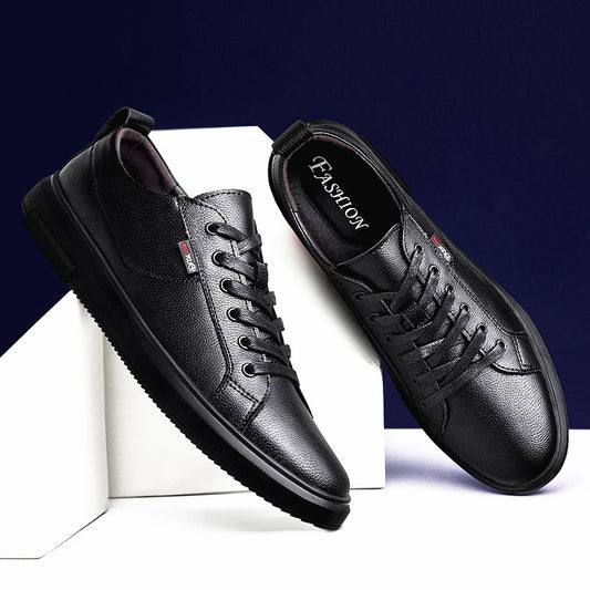 Solid Color Round Toe Everyday Black Low-top General Purpose White Shoes