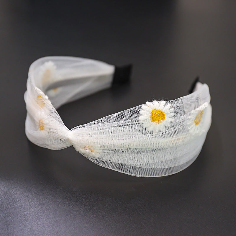 Lace transparent mesh embroidery small daisy headband