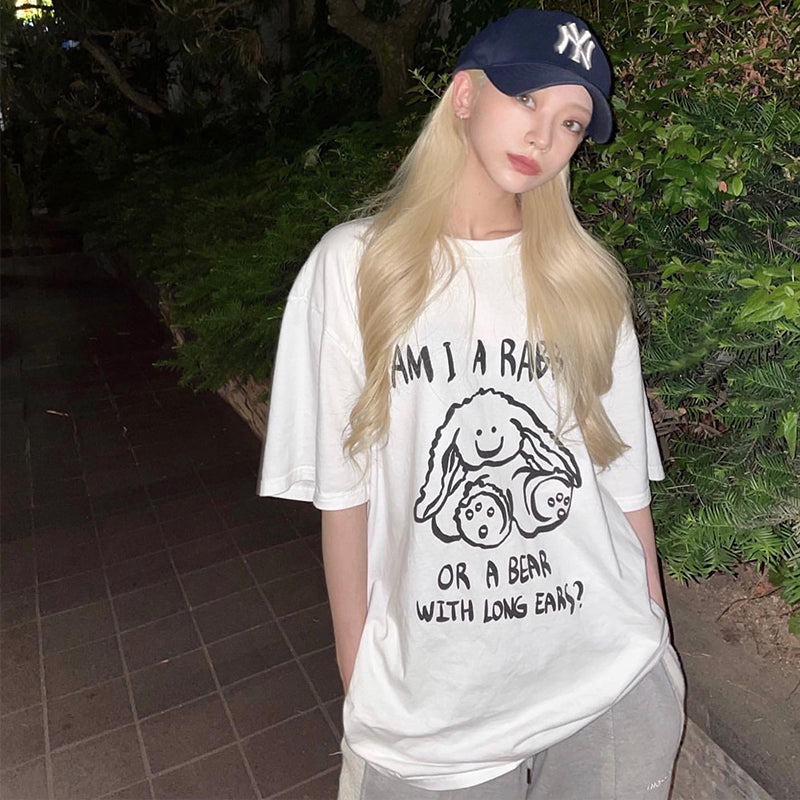 Women's Summer Short Sleeve Preppy White Cotton T-shirt