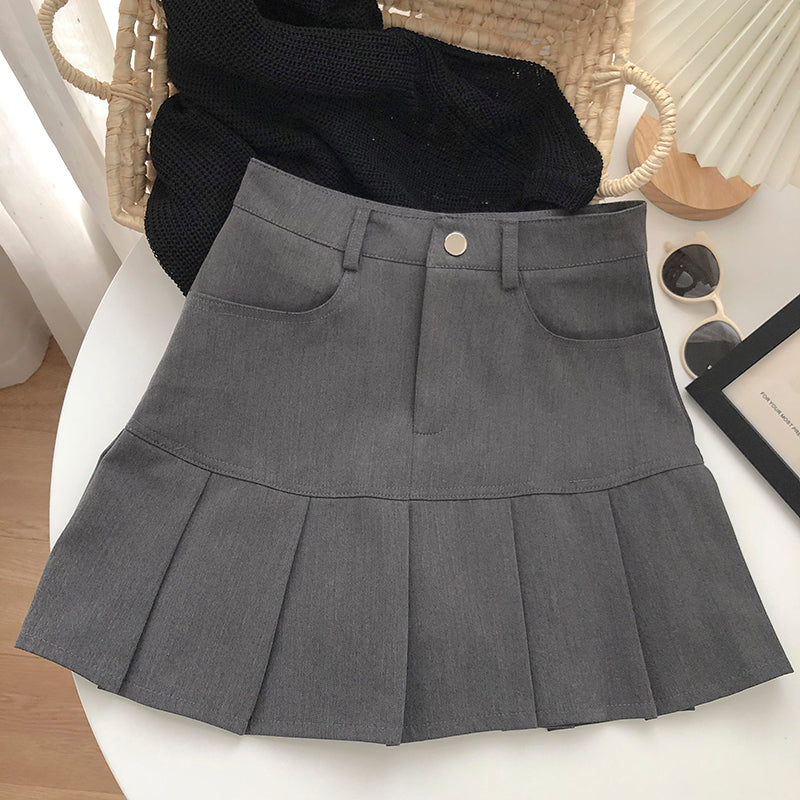 Fashion High-waisted A-line Pleated Skirt Women