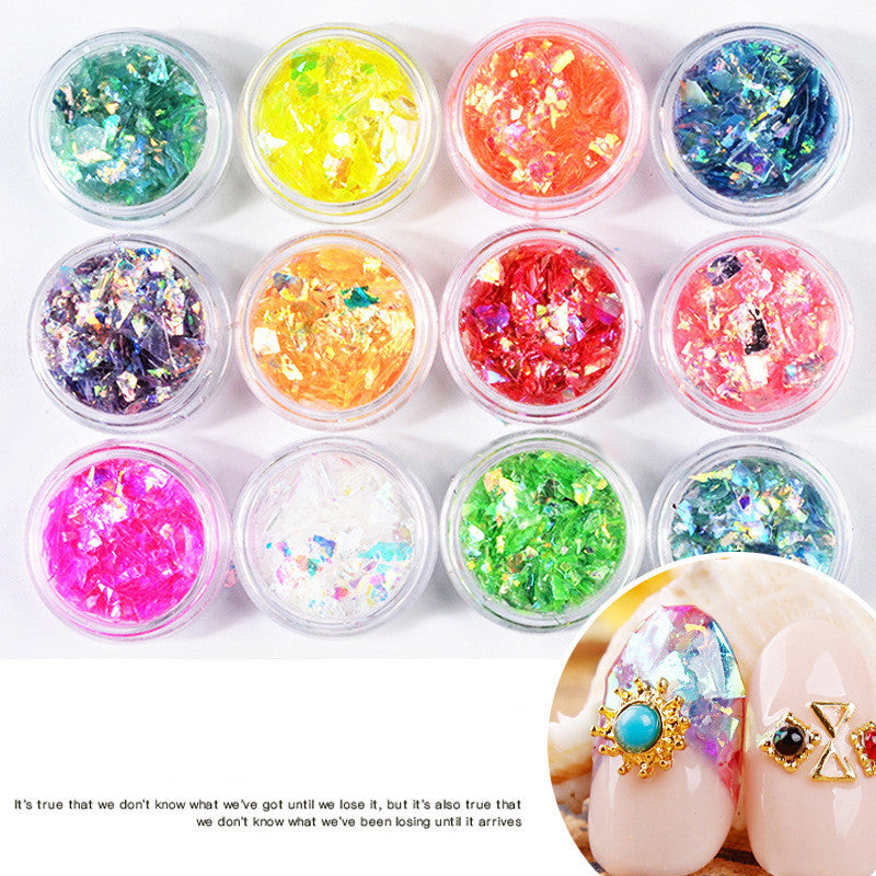 nail art colorful shell paper 12 colors