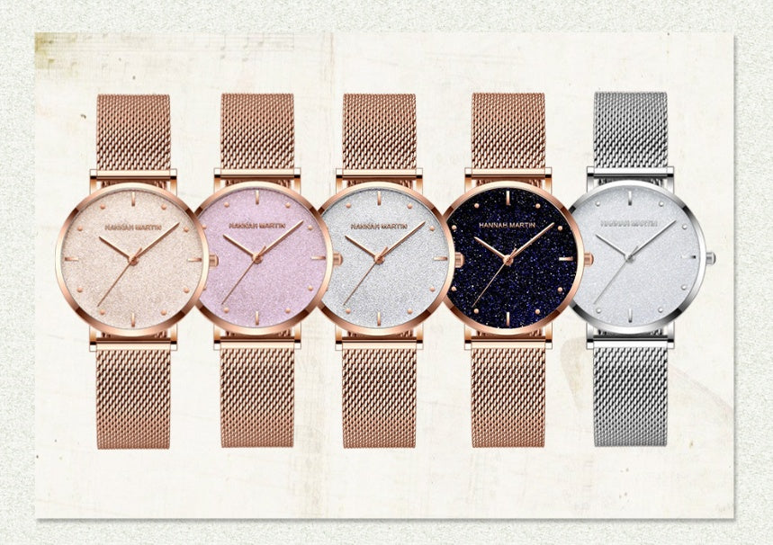 Japanese movement Amazon brand authorized special invoice IP plating quartz watch Ms. waterproof mesh belt watch