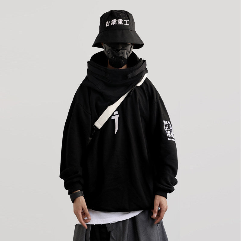 Loose Hip-hop High Neck Tooling Hooded Pullover Jacket