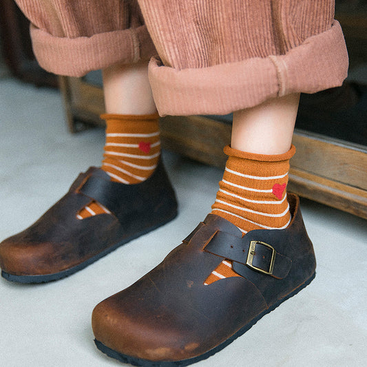 Love stripe curling in the tube socks cotton socks pile socks