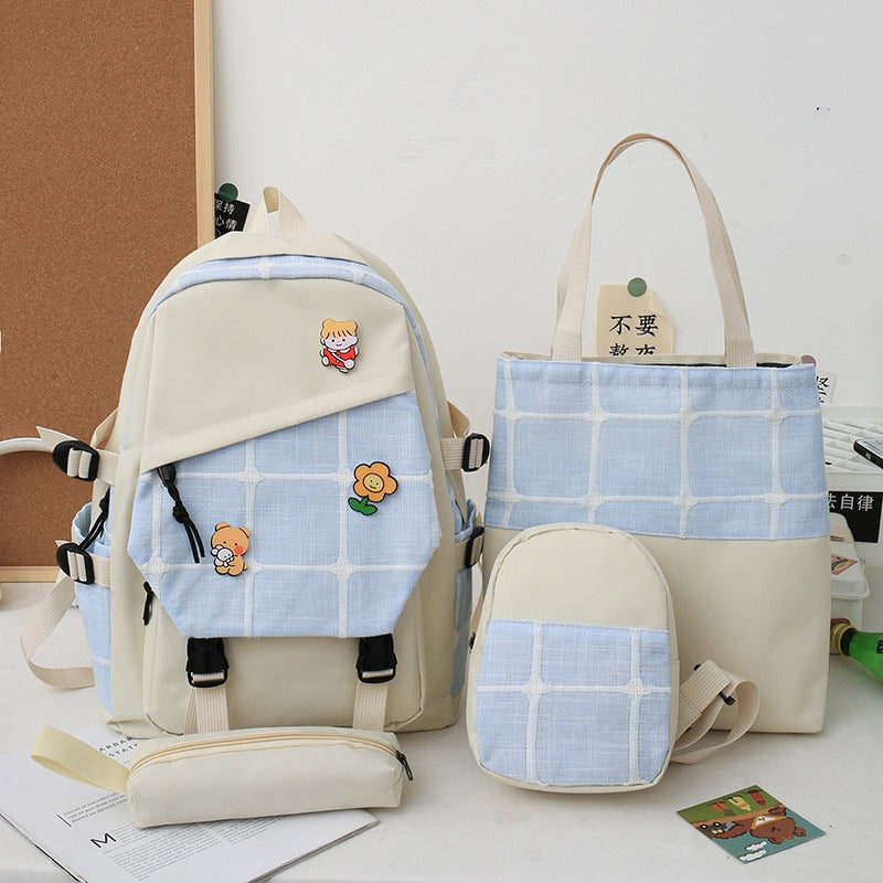 Women's Korean Style Plaid Backpack