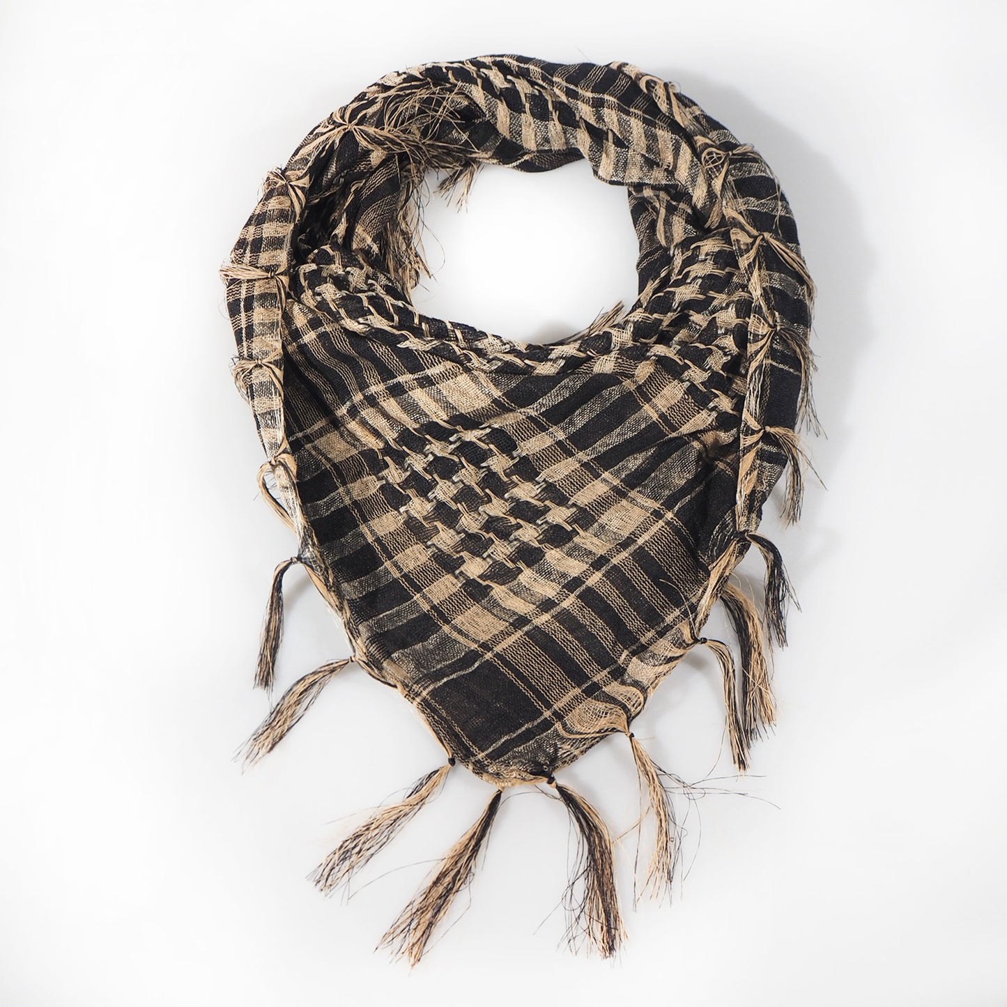 Network Silk Houndstooth Square Keffiyeh Military Fans Tactical Tassel Desert Scarf