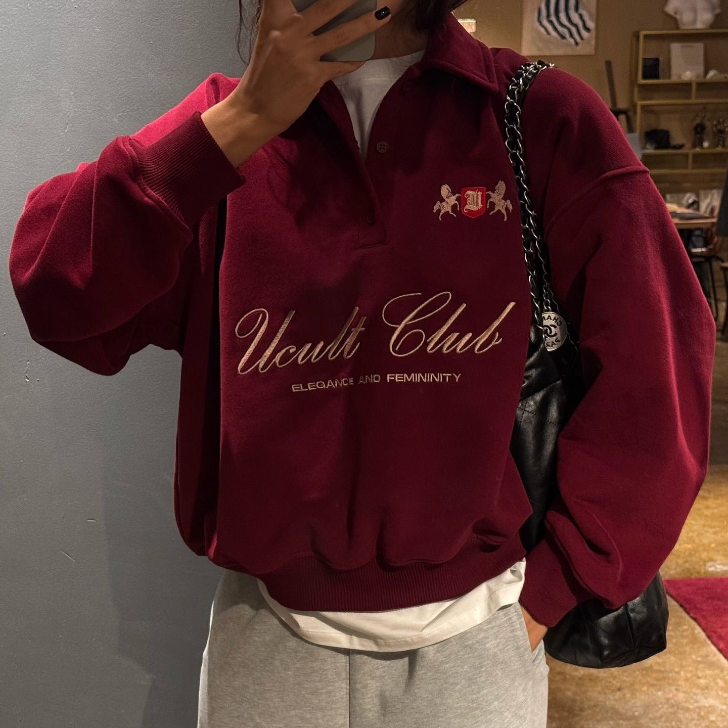 Women's Letter Embroidered Pullover Top