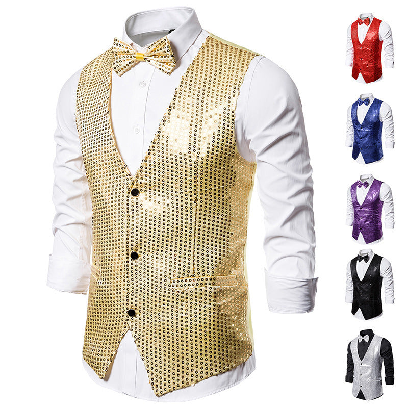Men's Sequined Vest Performance Dress Jacket