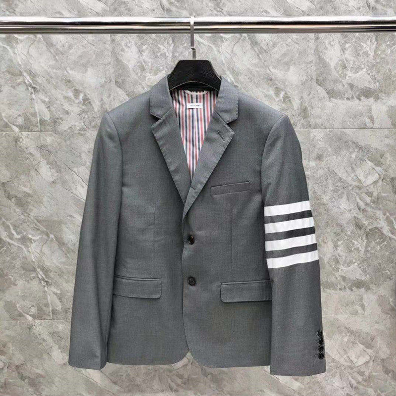 Men's Ladies Couple White Four-bar Suit Suit Trousers Wool Blended British Style Business Suit
