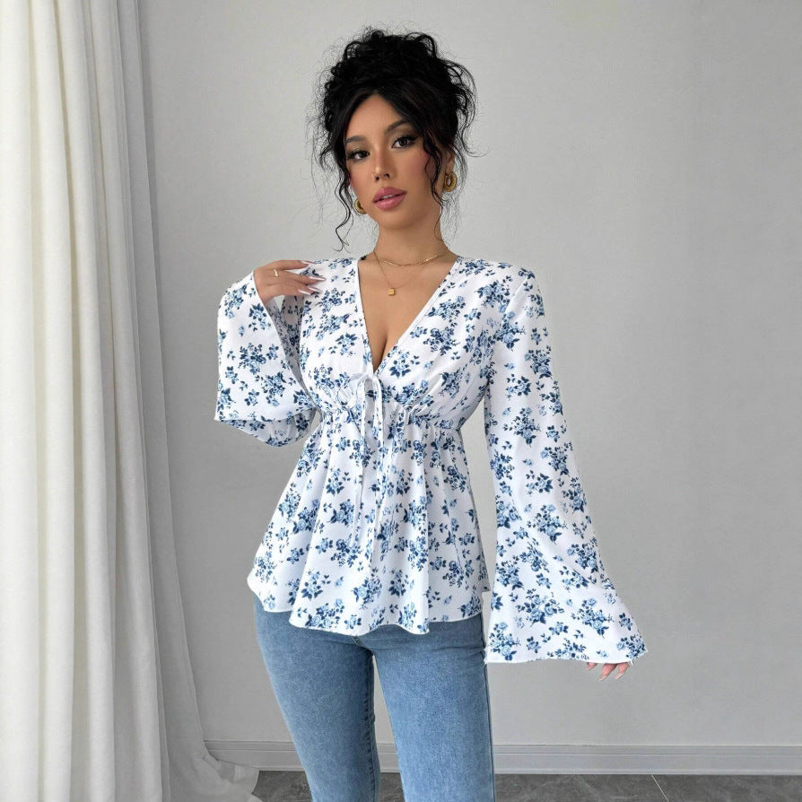 Women's High Waist Floral Cute Youth-looking Printed Top