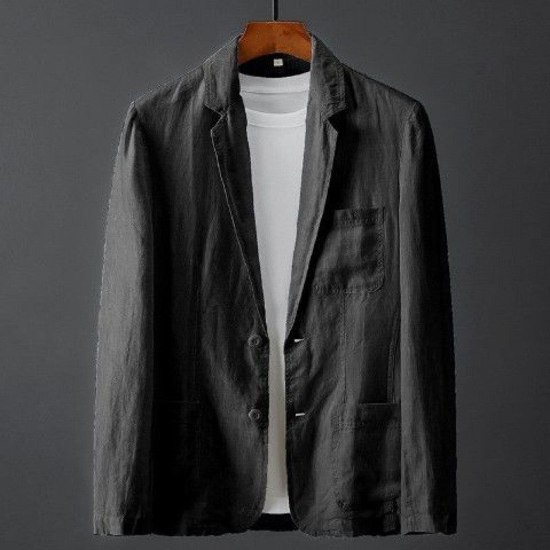 Summer Solid Color Linen Men's Spring Youth Slim Fit Fashion Casual Jacket