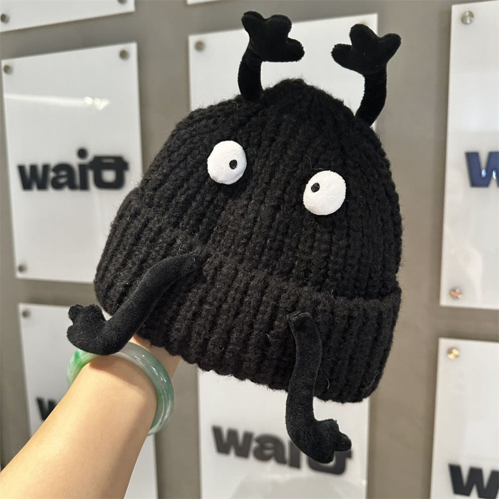 Children's Autumn And Winter Flanging Three-dimensional Warm Wool Hat