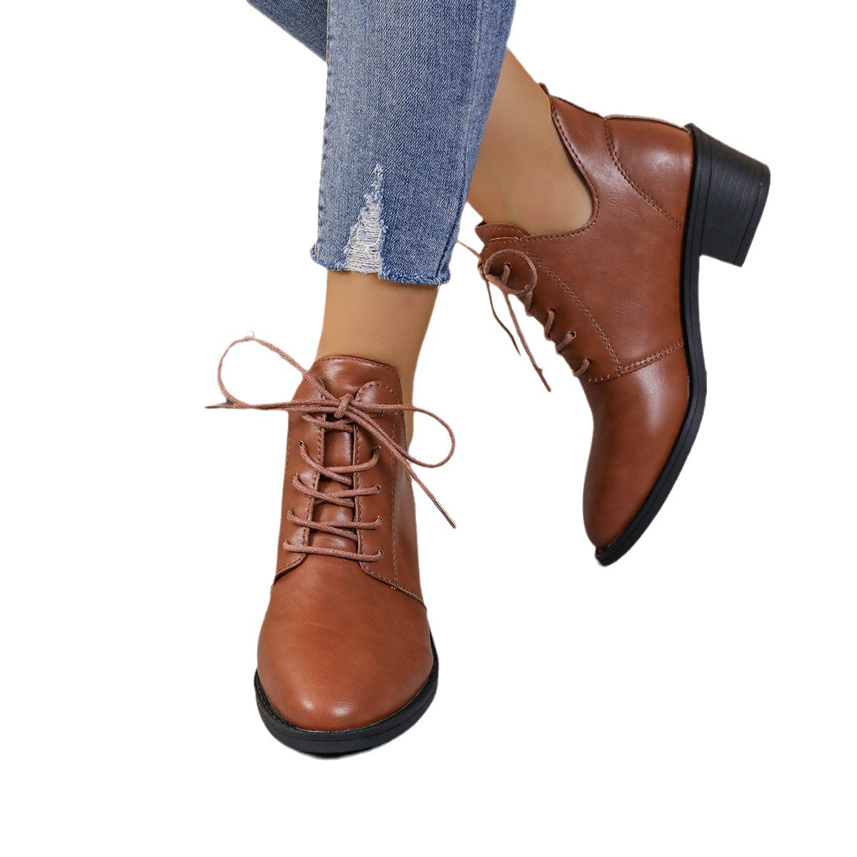 Autumn And Winter Plus Size Women's Wedge Temu Vintage Leather Shoes