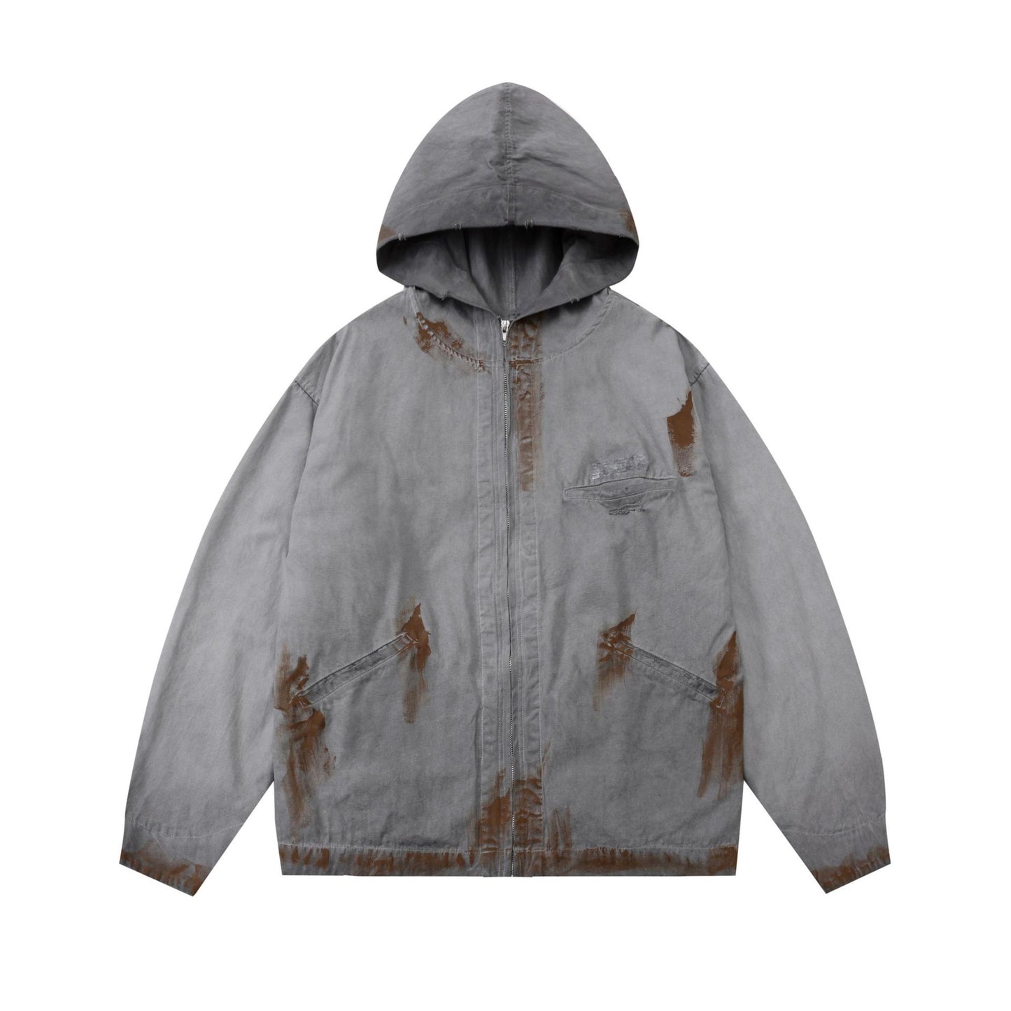 Fashion Loose Hooded Zipper Jacket