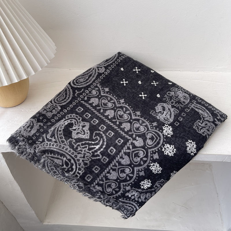 Skin-friendly Flannel Scarf For Women, Versatile Cotton And Linen For Autumn And Winter