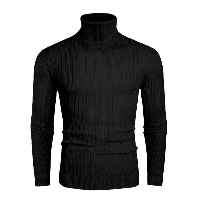 Autumn And Winter Men's Striped High-neck Sweater
