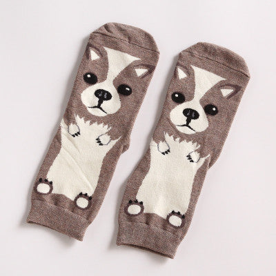 Cute Corgi Three Dimensional Love Butt Small PP Cute Medium Tube Socks