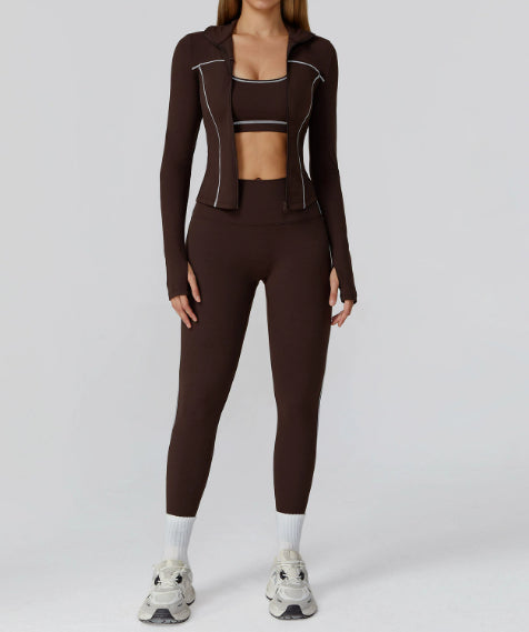 Zipper Slim Fit Yoga Health Sports Three-piece Suit