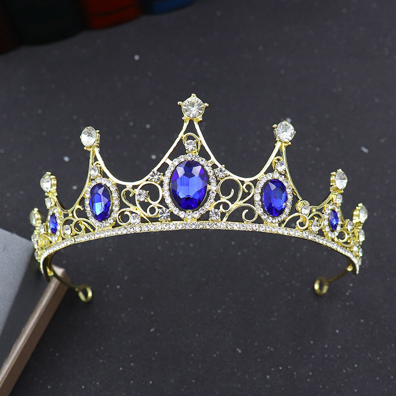 Vintage Baroque Alloy Green Diamond Small Crown