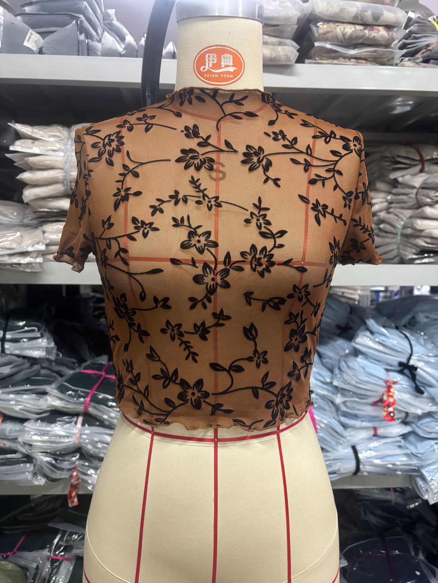 Ny gennemsigtig mesh cropped stretchy top til kvinder