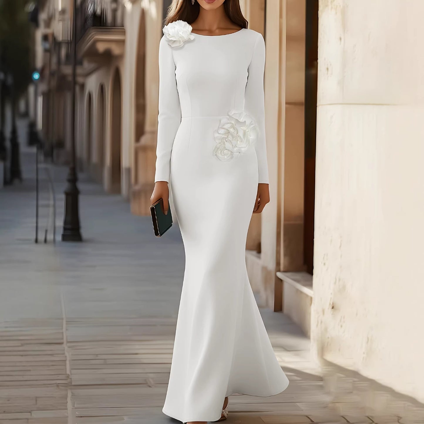Three-dimensional Floral Bodycon Mermaid Dress