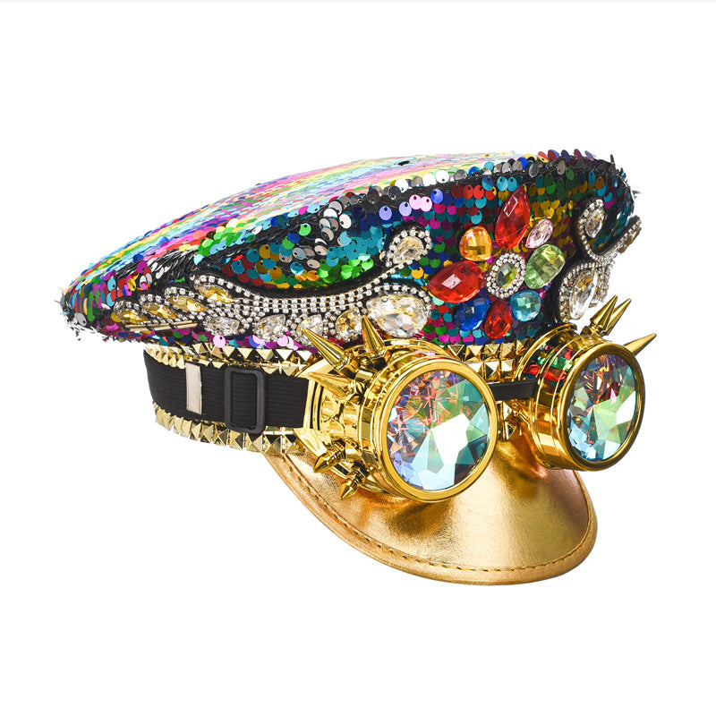 Sequin Top Hat With Big Brim For Male And Female Performances