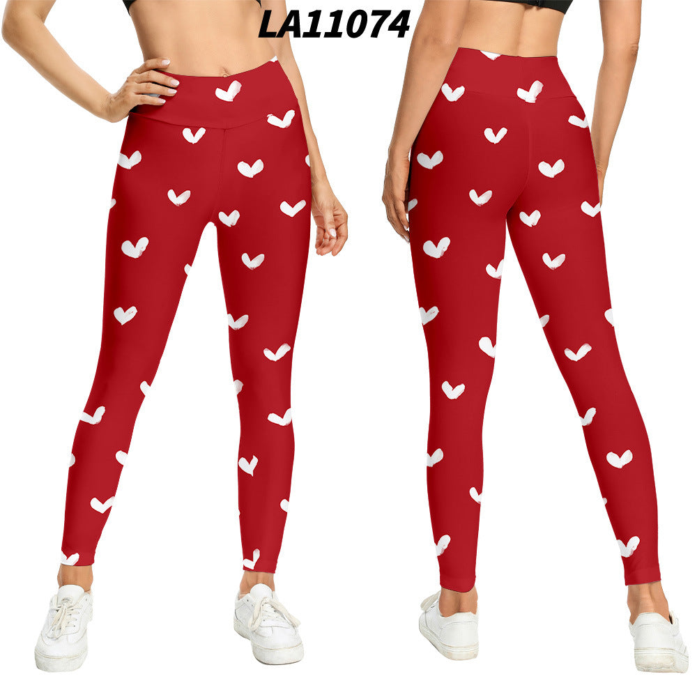 Women's Floral Print High-waist Buttocks Tights