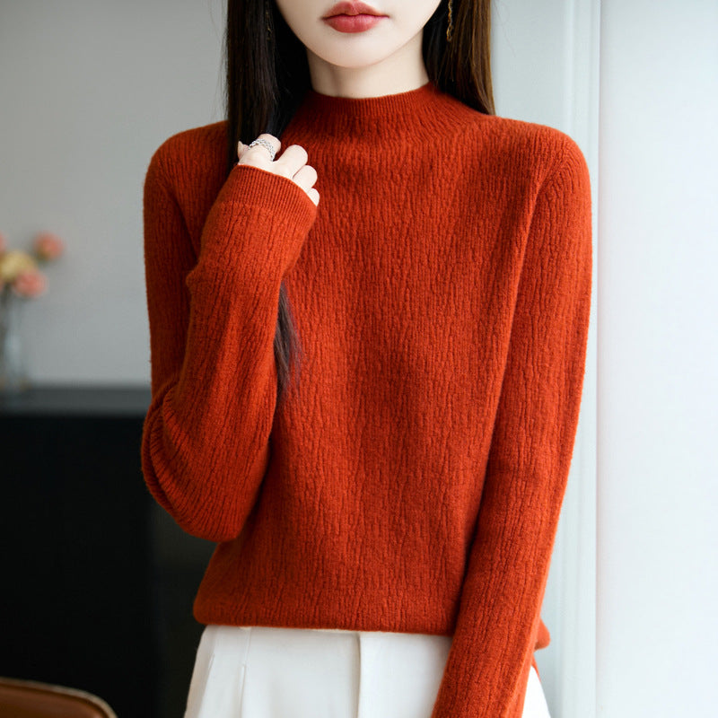 Women's Loose-fitting Mid-neck Sweater Long Sleeve Base