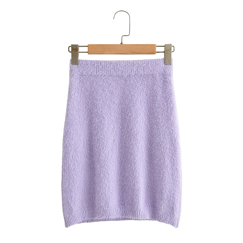 Mink-like Wool Skirt Women's Classic Style Knitted Skirt Hip Skirt