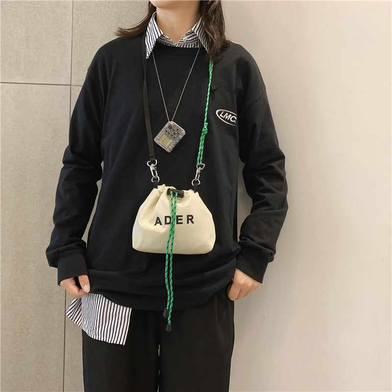 Drawstring Mini Sports Bag With Letters On One Shoulder Messenger