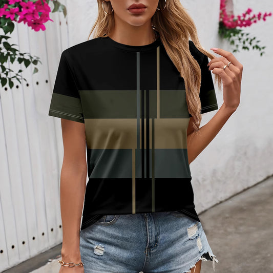 Women's 3D Printed Pattern Garden Collar Short Sleeve