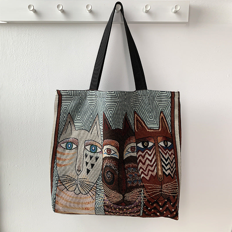 European Style Printed Canvas Large Capacity Handbag