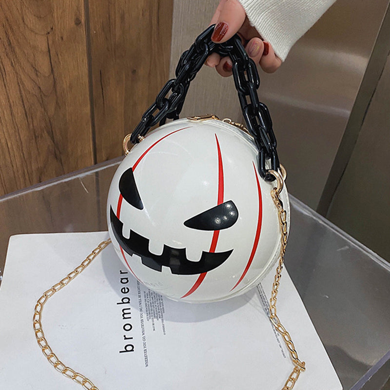 Halloween tegneserie græskar bold håndtasker med kæde personlighed kreative sjove skuldertasker til børn kvinder