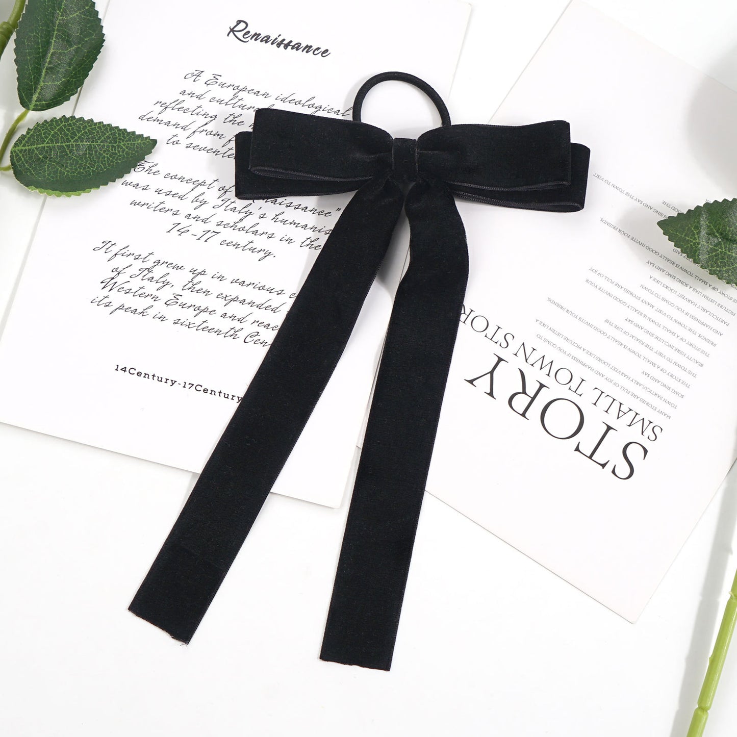Velvet Bandeau Rubber Band Girl Bow Ribbon Horsetail Headwear