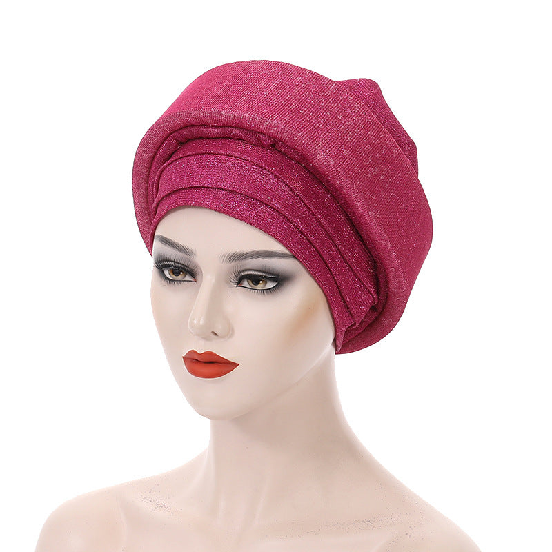 Glittering Powder Double-layer Sponge African Hat Muslim Hat Toque