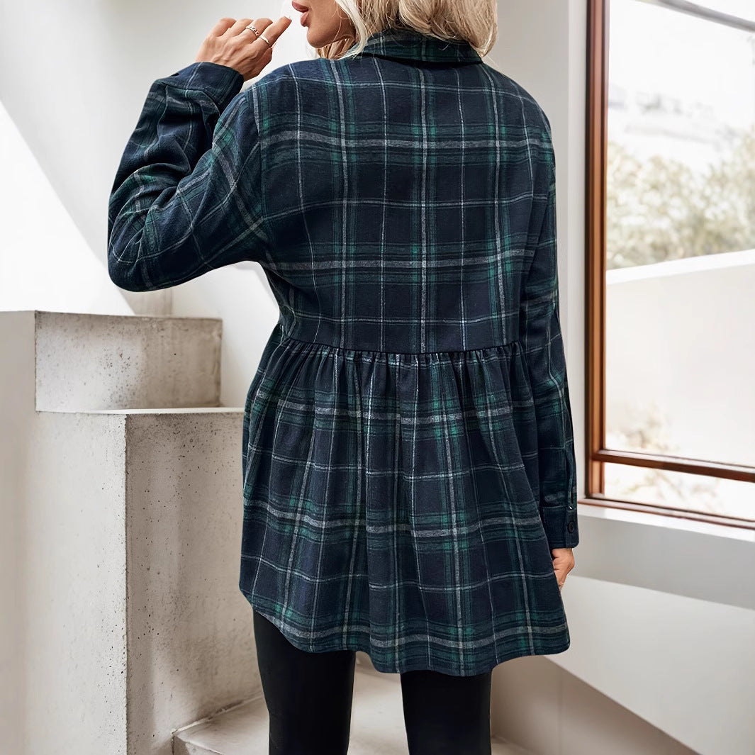 Lady Style Blouse With Green Stripes