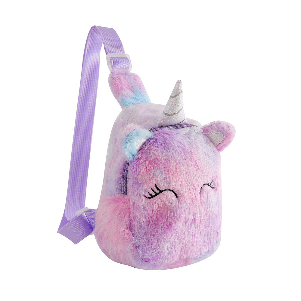 Cartoon Plush Squinting Chest Shoulder Messenger Bag