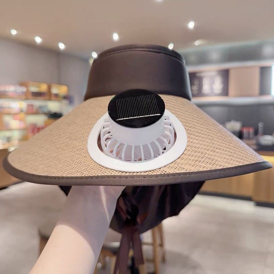 Summer Solid Color Solar Fan Cap Women's Multi-functional Outdoor