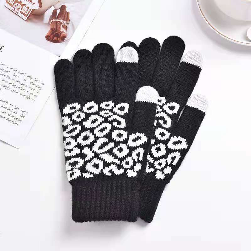 Winter Touch Screen Gloves Knitted Jacquard Men's And Women's Fingers