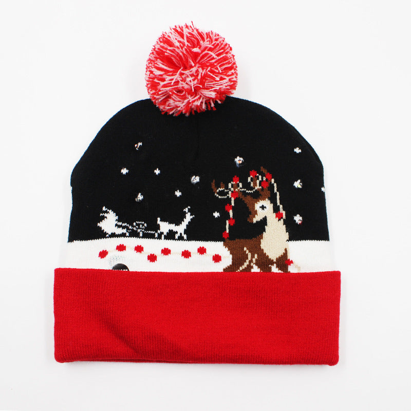 Holiday Party Christmas LED Luminous Knitted Jacquard Knitted Hat