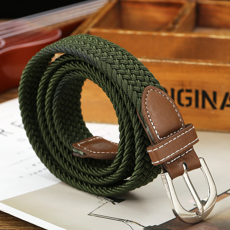 Canvas Belt Belt Elastic Woven Fashion Casual All-match Solid Color Elastic Belt