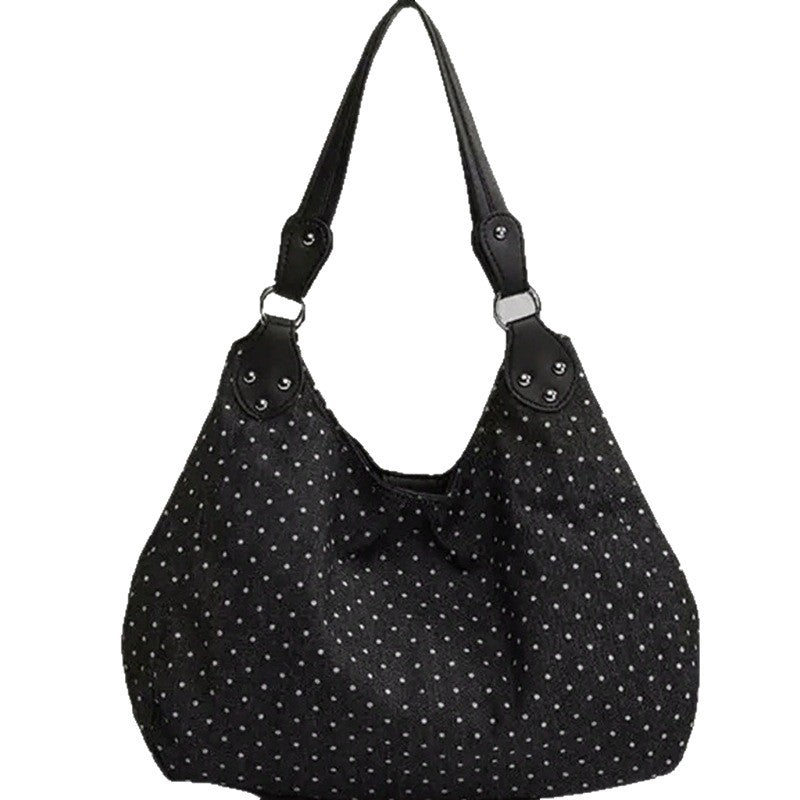 Commuter Casual Retro Polka-Dot Canvas Shoulder Bag
