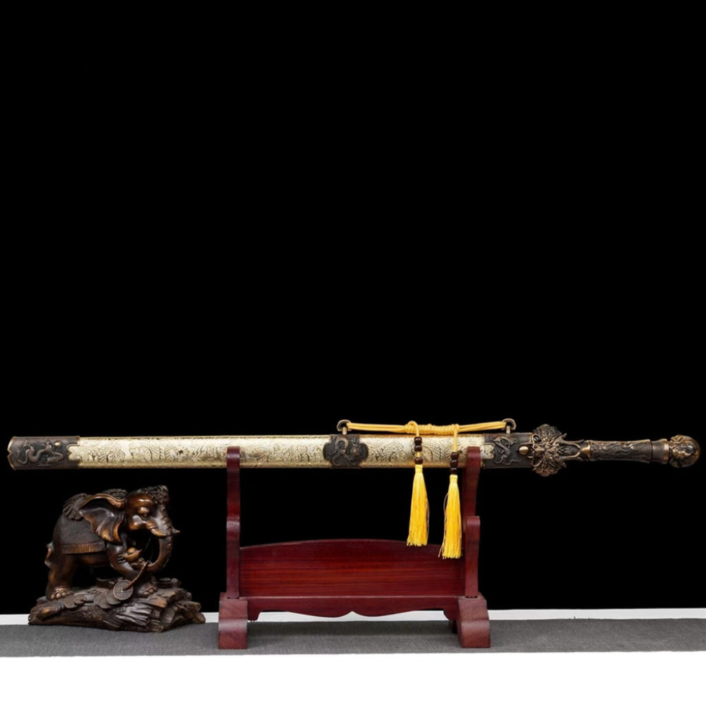 Long Style Integrated High Manganese Steel Swords Tang Jian, Dragon King Sword, Han Jian  Unsharpened Cold Weapons For Self Defense & Decoration
